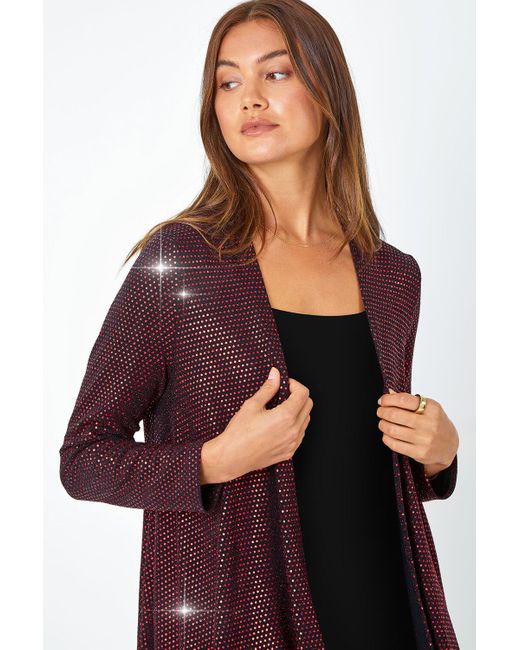 Roman Red Sequin Sparkle Waterfall Stretch Jacket