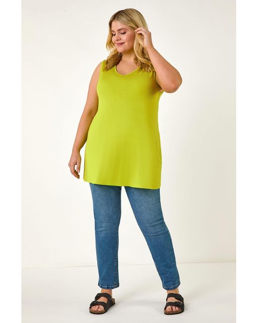 Roman Curve Yellow Swing V-Neck Vest Top