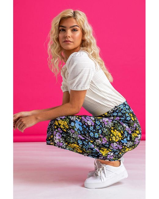 D.u.s.k Multicolor Floral Print Jersey Skirt