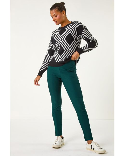 Roman Green Fleece Lined Stretch Bengaline Trouser