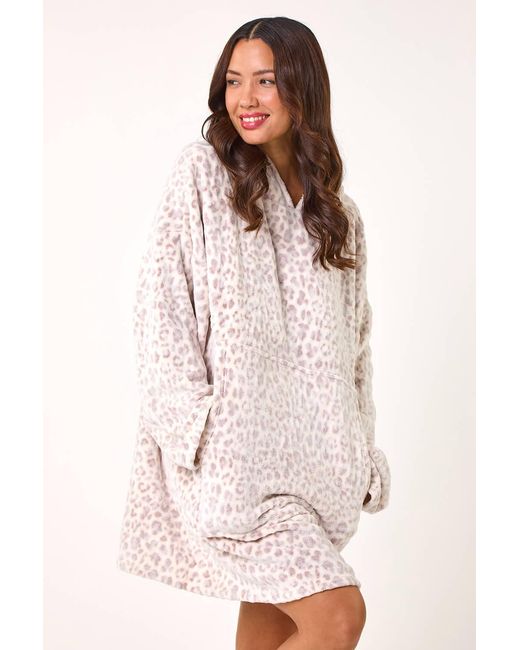 Roman Pink Animal Print Lounge Blanket Hoodie