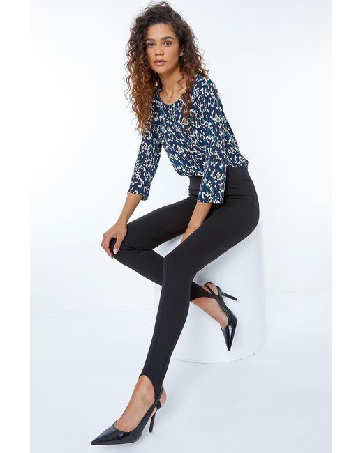 Roman Black Stirrup Stretch Leggings