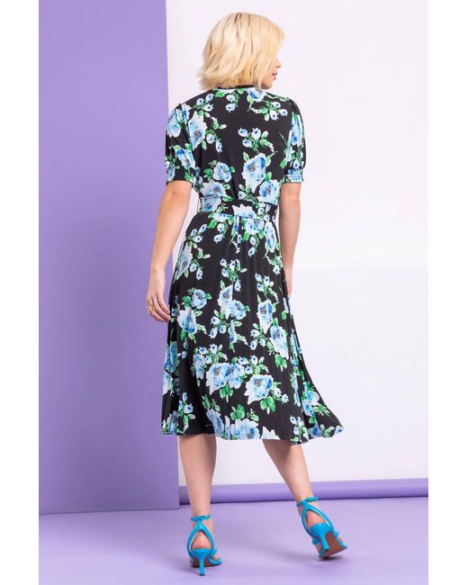 D.u.s.k Black Floral Pleated Fit & Flare Dress