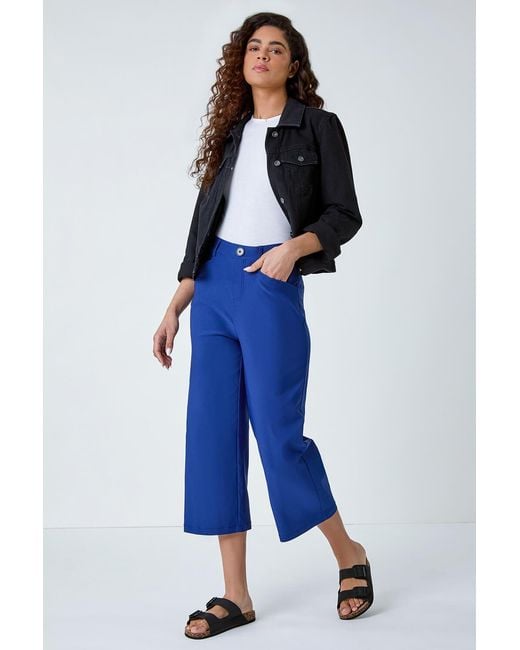 Roman Blue Cropped Stretch Culotte