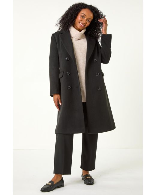 Roman Petite Black Double Breasted Coat