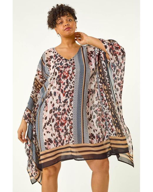 Roman Curve Natural Contrast Print Kaftan