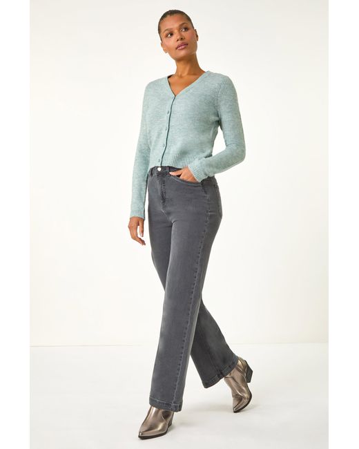 Roman Gray Metallic Knit V-Neck Cardigan