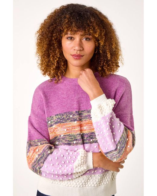 Roman Pink Textured Bobble Knit Crew Jumper