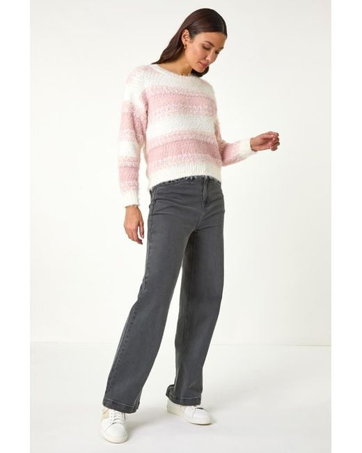 Roman White Contrast Shaded Stripe Jumper
