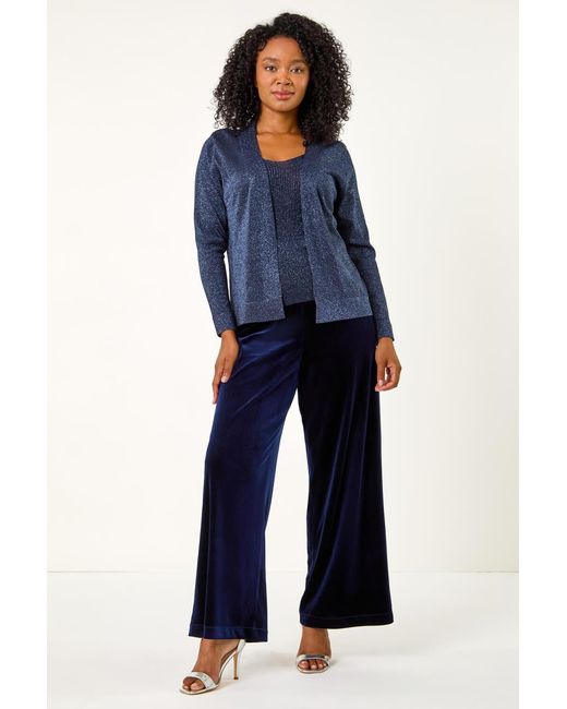 Roman Petite Blue Sparkle Open Knit Cardigan