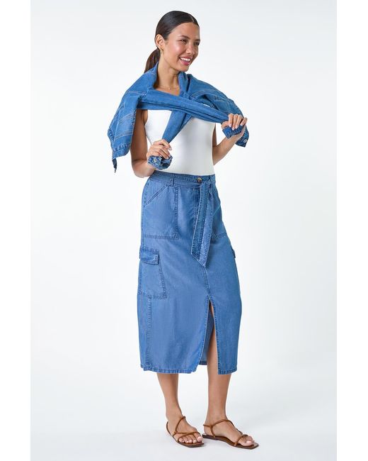 Roman Blue Pocket Detail Cargo Skirt