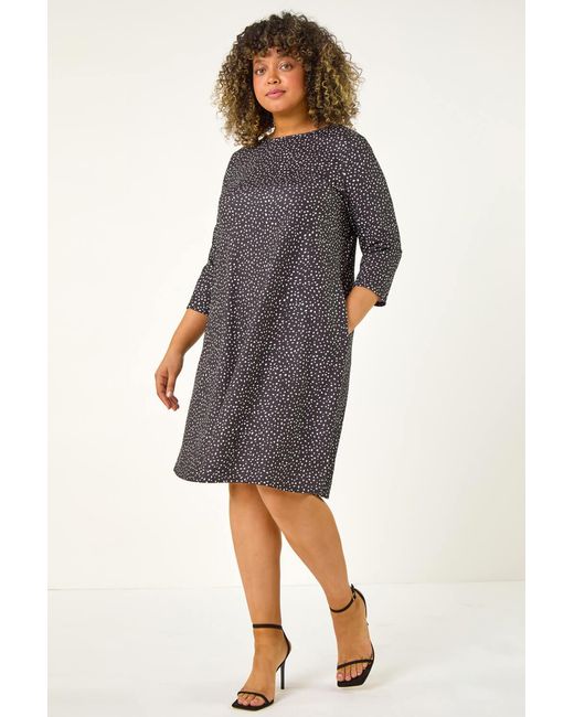 Roman Curve Spot Print Stretch Swing Dress In Grey Lyst UK roman-curve-spot-print-stretch-swing-dress-in-grey-lyst-uk