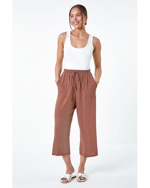 Roman Petite Brown Spot Print Stretch Culottes