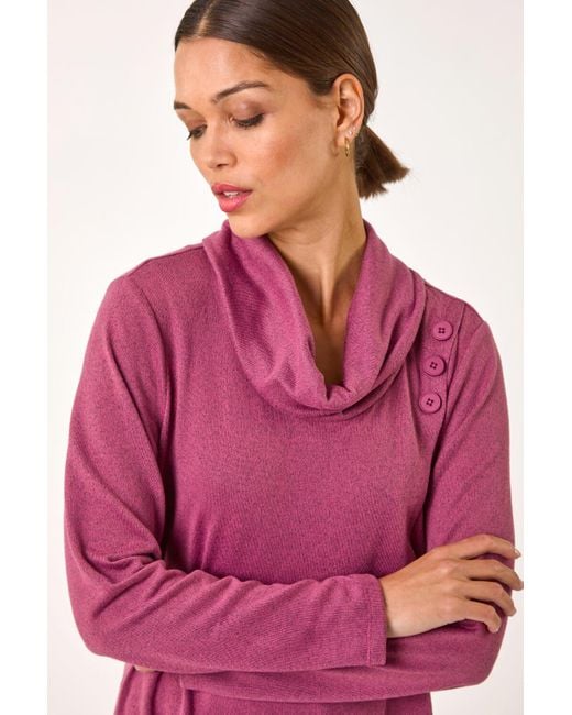 Roman Pink Wrap Front Cowl Neck Top