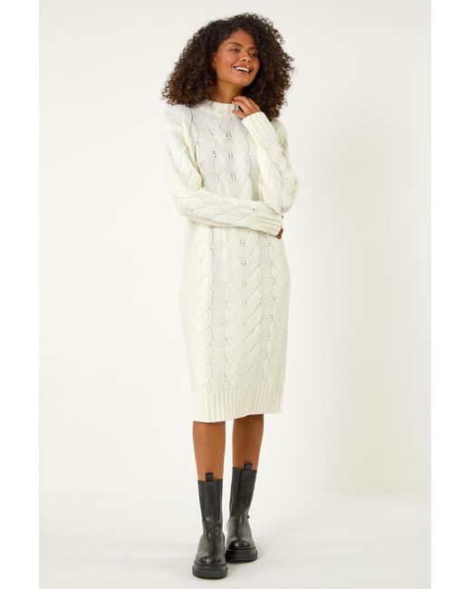 D.u.s.k Natural Cozy Cable Knit Jumper Dress