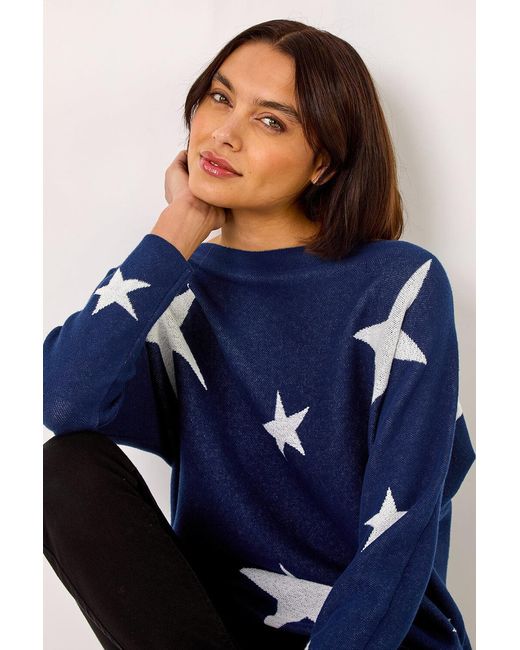 Roman Blue Star Jacquard Jumper