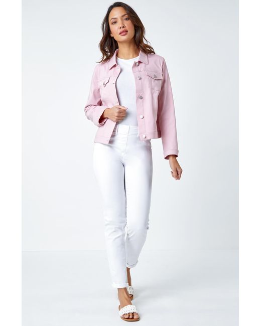 Roman Pink Stretch Button Detail Blazer