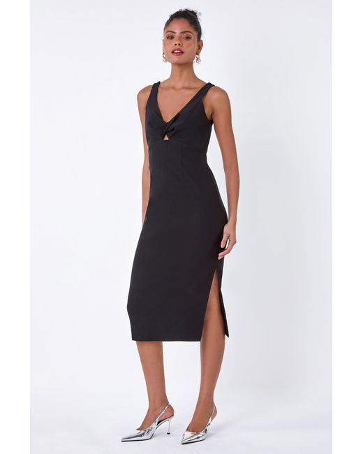 D.u.s.k Black Cut Out Twist Detail Stretch Bodycon Dress
