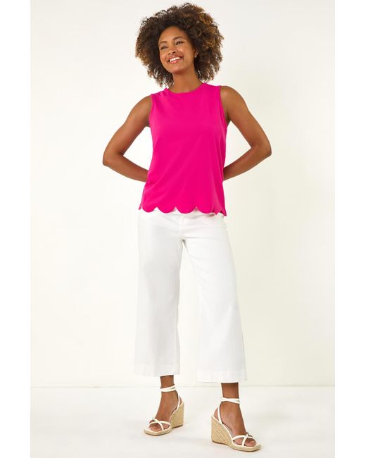 Roman Pink Scalloped Hem Vest Top