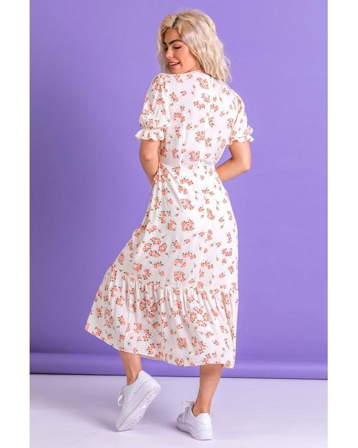 D.u.s.k Multicolor Ditsy Floral Frill Detail Midi Dress