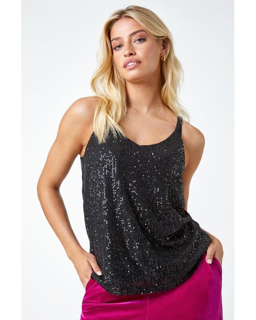 D.u.s.k Pink Embellished Sequin Cami Top