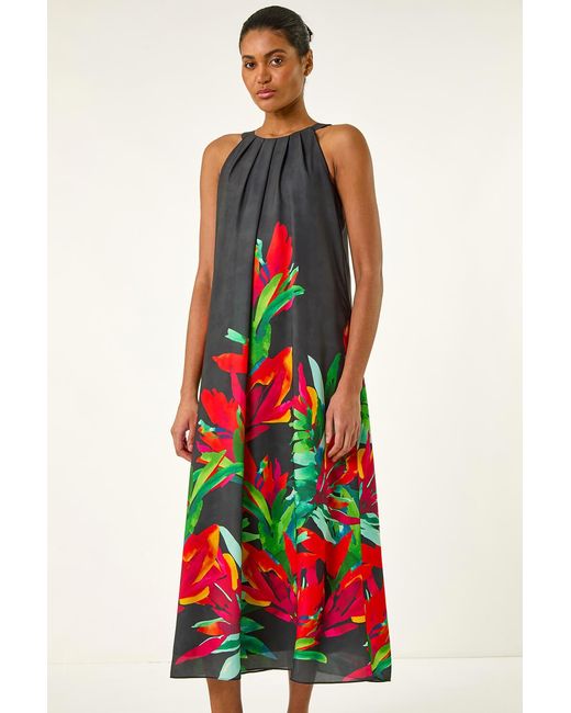 Roman White Floral Watercolour Motif Midi Dress