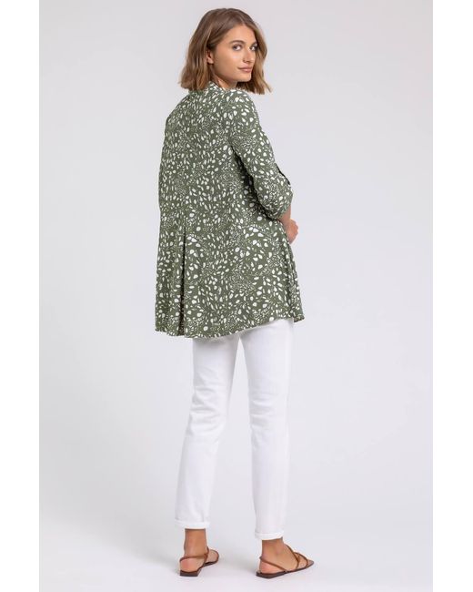 Roman Multicolor Ditsy Spot Tunic Blouse