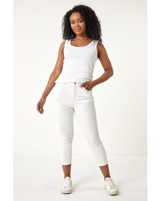 Roman Petite White Slim Crop Stretch Jeans