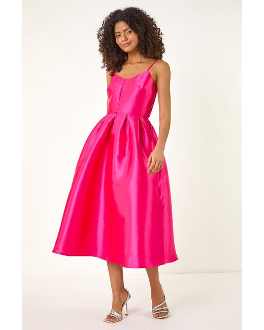 D.u.s.k Pink Twill Cami Pleated Midi Dress