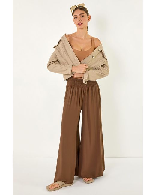 Roman Natural Relaxed Ruched Wide Leg Trouser