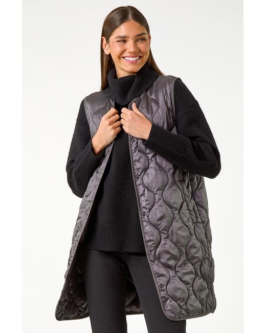 Roman Black Quilted Collarless Buttoned Gilet