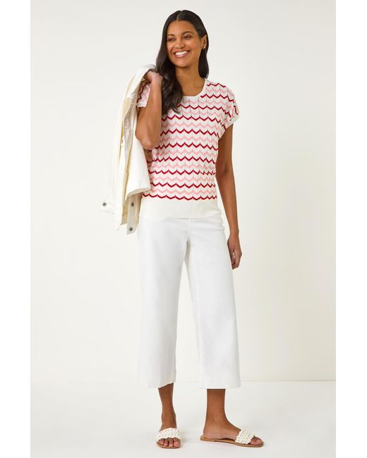 Roman Textured Chevron Contrast Top