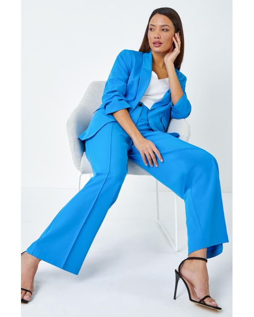 Roman Blue Tailored Relaxed Stretch Trousers