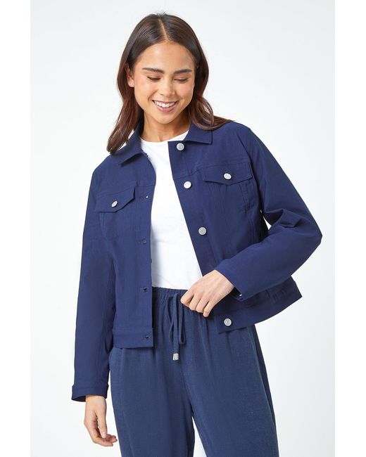 Roman Petite Blue Stretch Pocket Jacket