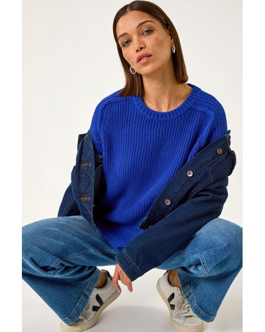 Roman Blue Shoulder Detail Knit Jumper