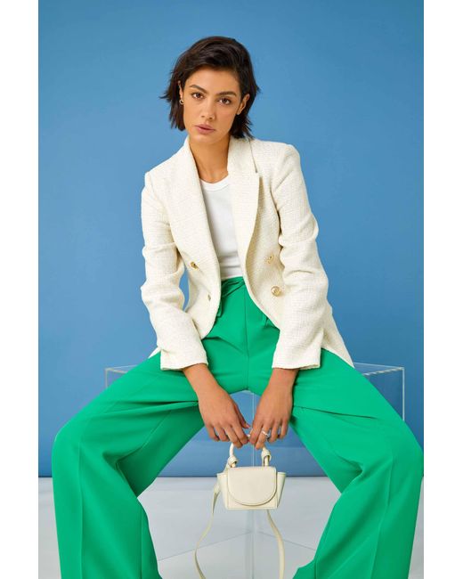 Roman Blue Tailored Longline Boucle Jacket