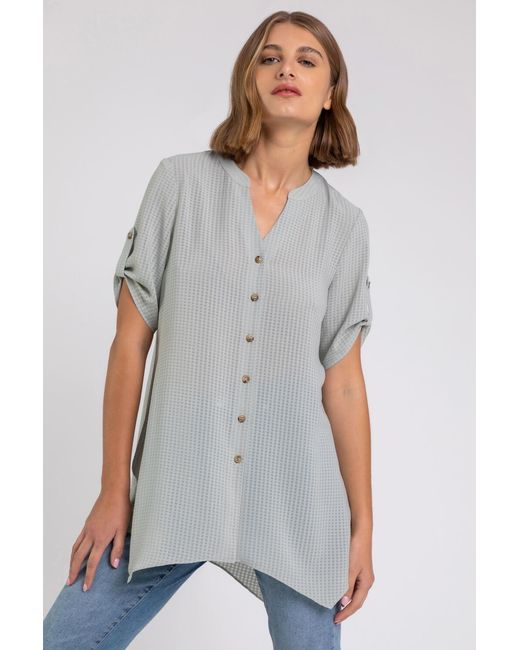 Roman Multicolor Hanky Hem Soft Check Blouse