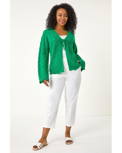 Roman Petite Green Knitted Tie Cardigan
