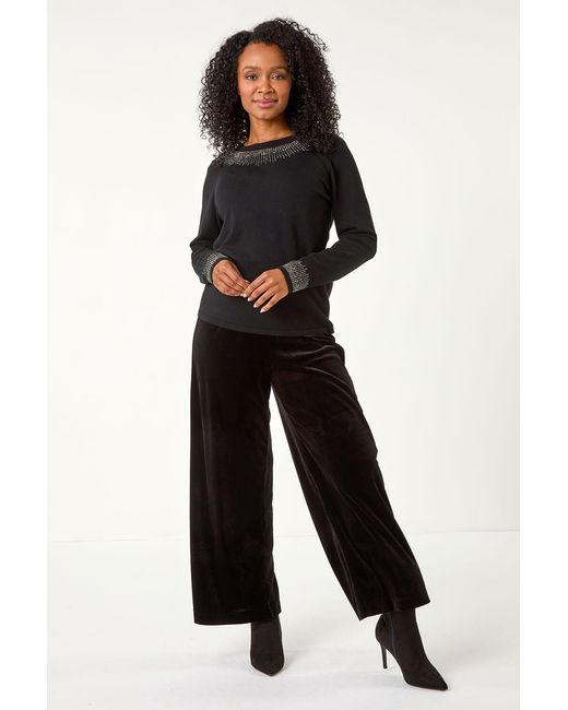 Roman Petite Black Hotfix Embellished Knit Jumper