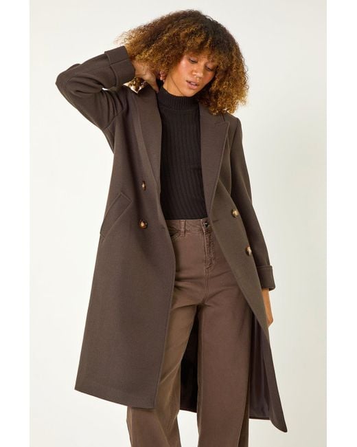 Roman Brown Belted Double Breasted Coat