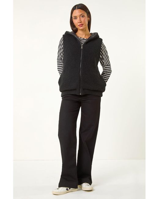 Roman Black Reversible Hooded Knit Gilet