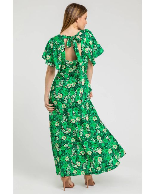 Roman Petite Green Ditsy Floral Print Maxi Dress