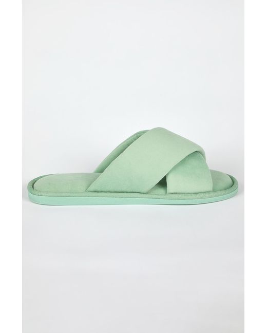 Roman Green Cross Over Open Toe Slipper