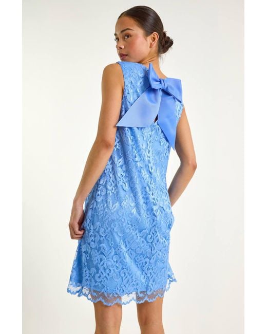 Roman Originals Blue Lace Shift Dress Roman Petite Bow Back Lace Shift Dress  In Blue Lyst