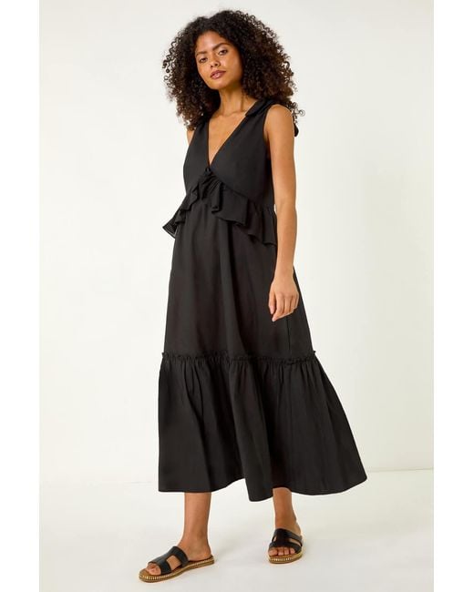 D.u.s.k Black Bow Detail Poplin Midi Dress