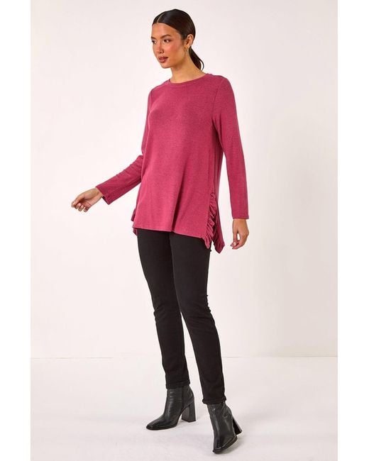 Roman Red Soft Touch Side Ruffle Top