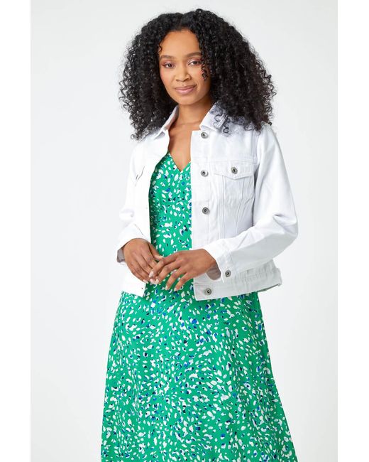 Roman Petite White Bleached Denim Jacket