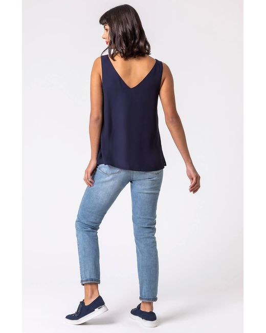 Roman Blue V-Neck Sleeveless Vest Top
