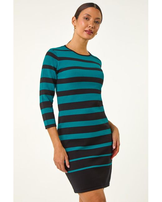 Roman Blue Gradient Stripe Knitted Dress