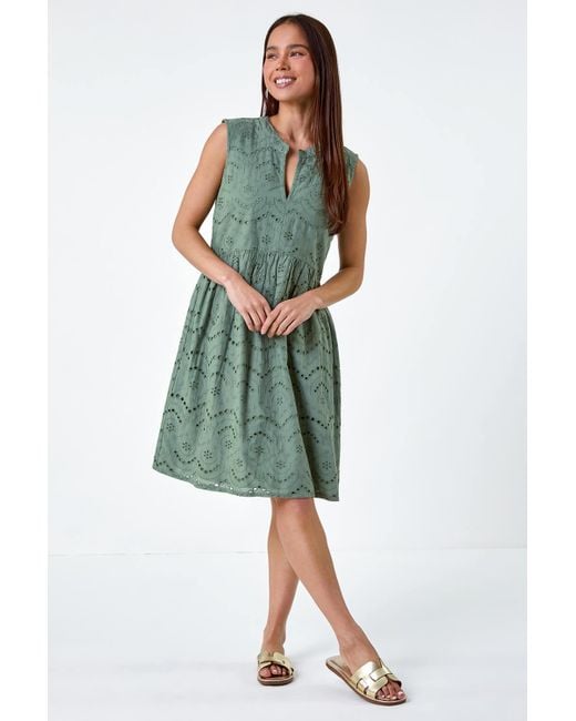 Roman Green Originals Petite Broderie Cotton Dress